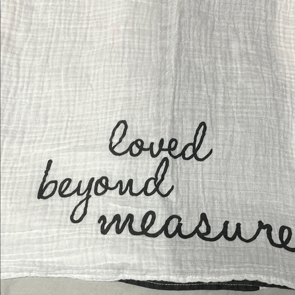 Lulujo “loved beyond measure “ muslin swaddle blanket, 38x38in